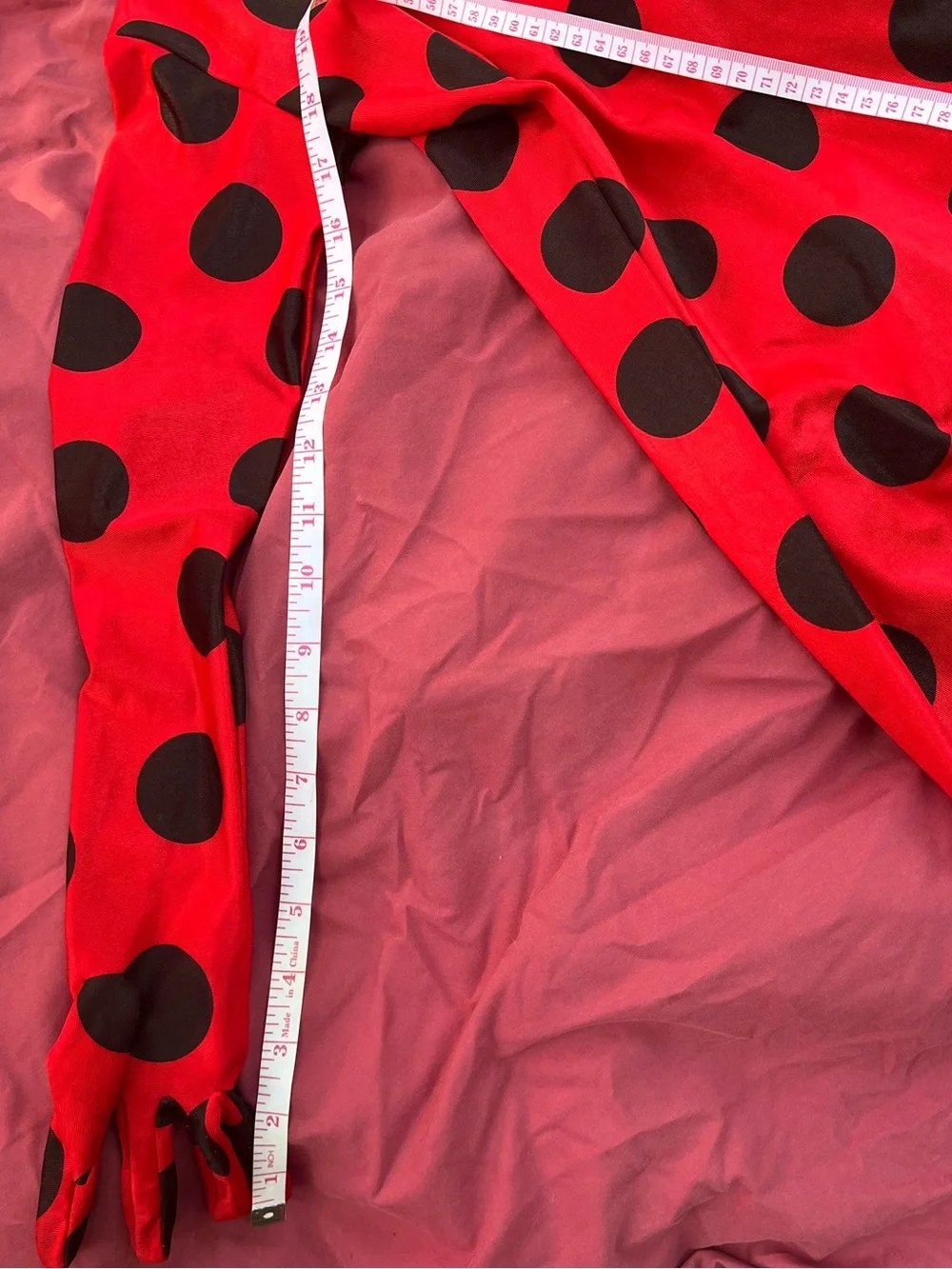 Miraculous Ladybug Girl costume bodysuit covers hands and feet / footie L 6